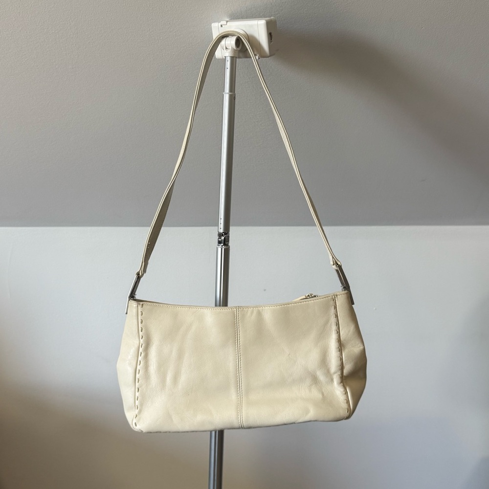 Cream Leather Shoulder Bag